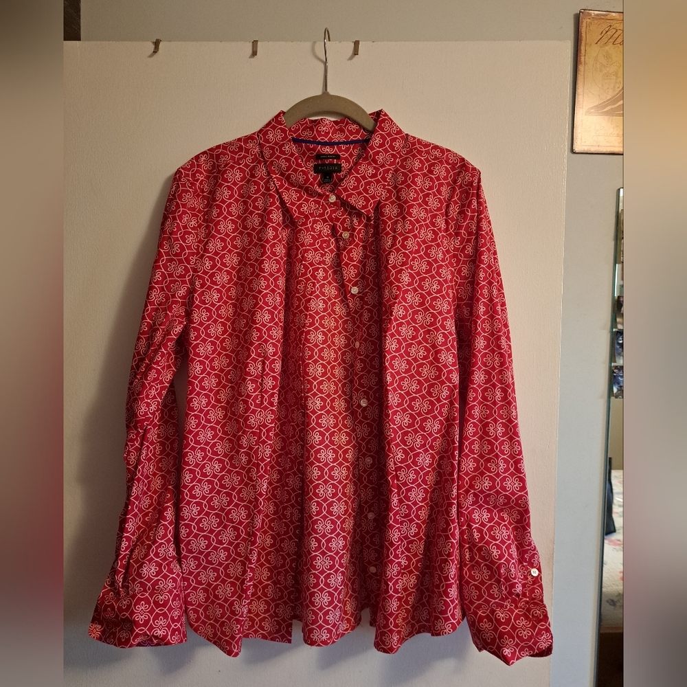 Talbots Red and White Patterned Shirt